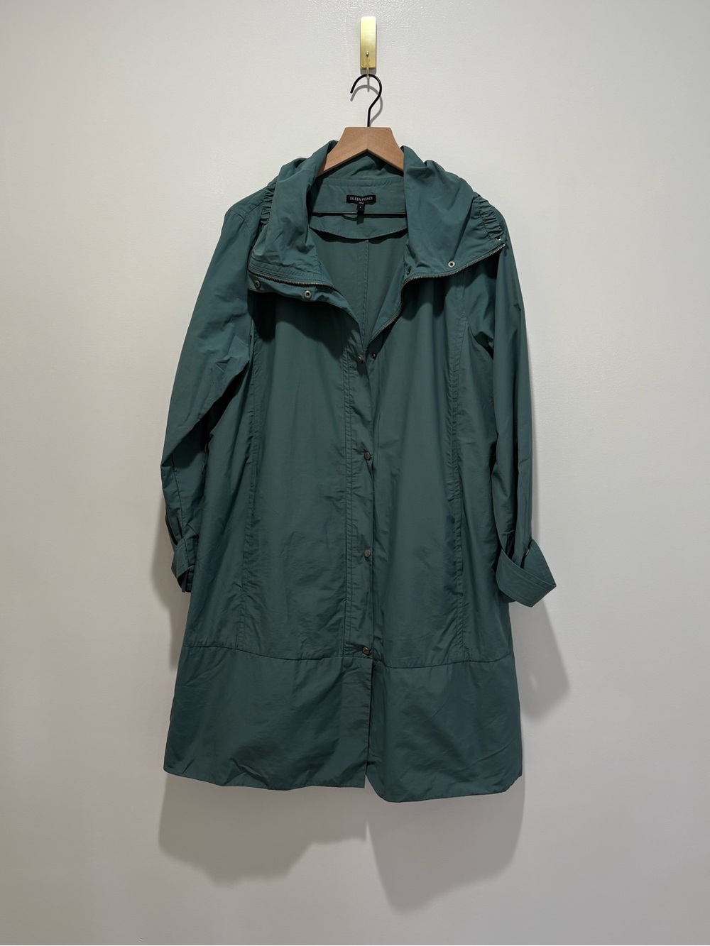 Eileen Fisher Funnel Neck Long Parka Jacket